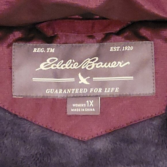 Eddie Bauer Women's Sun Valley Hooded Down Parka Dark Plum - 1X - Picture 15 of 15